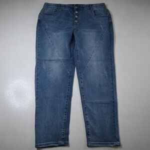 Societie 18 Button Fly Skinny Medium Stretch Denim Womens Jeans